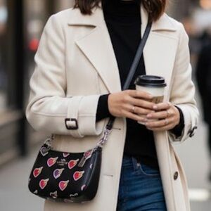 Coach Black and Red Heart Print Shoulder Bag